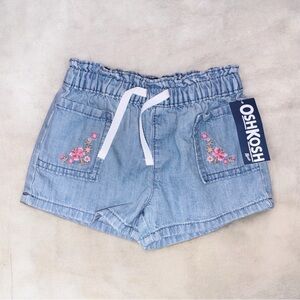 OshKosh B'gosh Light Blue Kids Shorts with Floral Embroidery